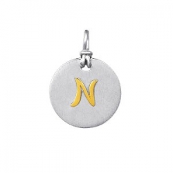 18Kt Yellow Gold and Sterling Silver Initial "N" Pendant