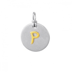 18Kt Yellow Gold and Sterling Silver Initial "P" Pendant