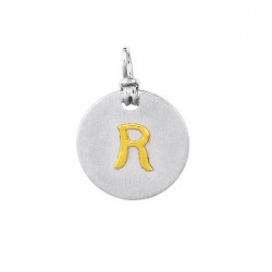18Kt Yellow Gold and Sterling Silver Initial "R" Pendant