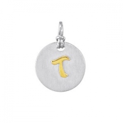 18Kt Yellow Gold and Sterling Silver Initial "T" Pendant