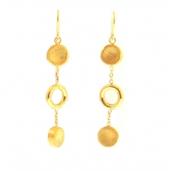 14Kt Yellow Gold Satin & Shiny Circle Dangle Earrings  (4.50gr)